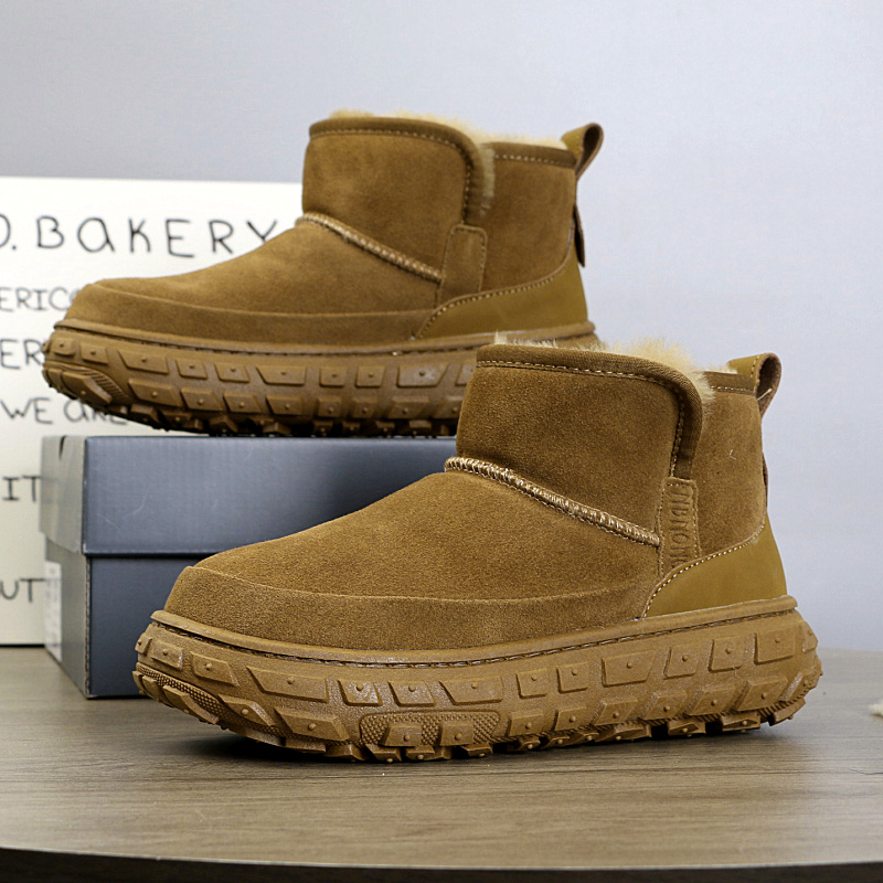 桑坡轮胎雪地靴男士短筒防滑厚底