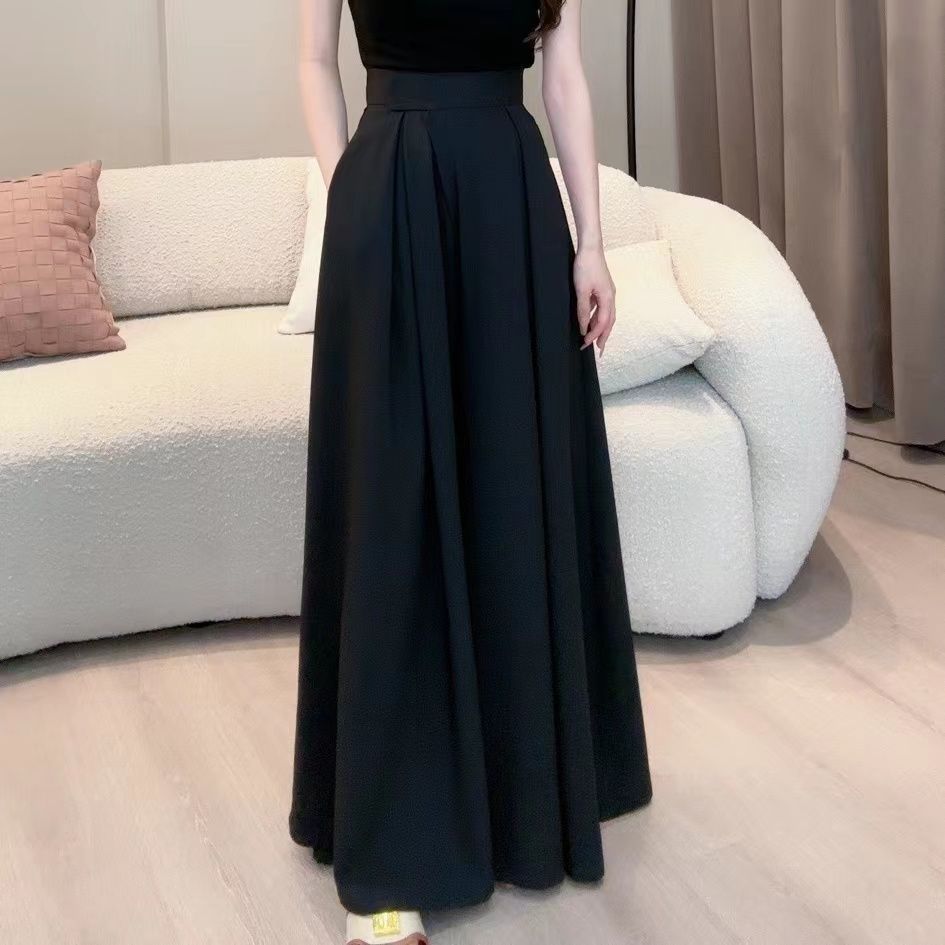 高个子长裤裙裤高级感魔术贴秋阔腿裤女休闲裤显瘦直筒裤垂感拖地图片