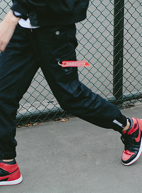 D&MNIC 2016A/W Simple系列反光拉链男潮修身休闲裤束脚裤赠飘带