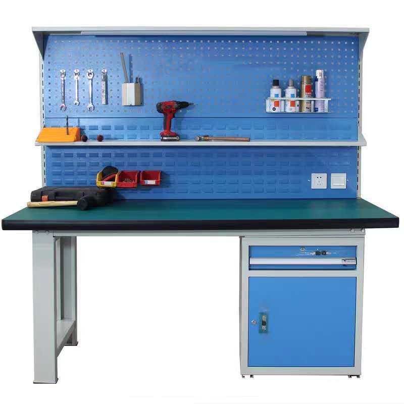 天津工作台带灯架工具挂板操作台虎钳工位台学验实维修检验桌