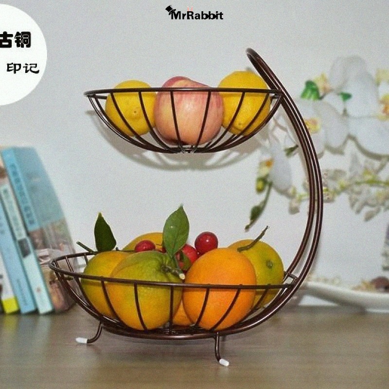 北欧双层水果盘水果篮工艺品摆件收r纳架收纳盘宿舍造型蔬果漂亮