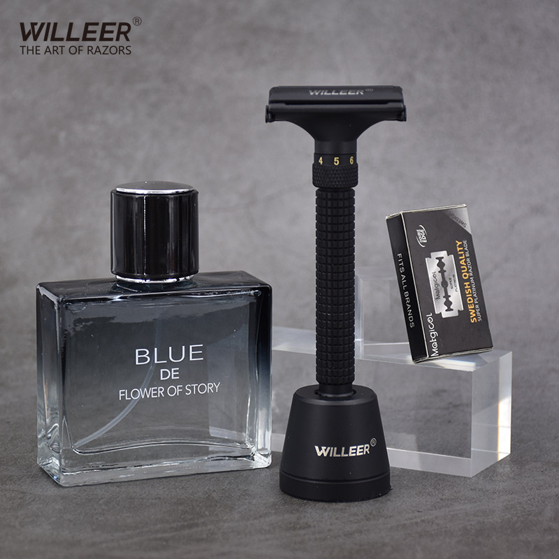 卫里尔纯铜8档防刮伤双面刃安全剃须刀手动老式刮胡修脸面刀套装