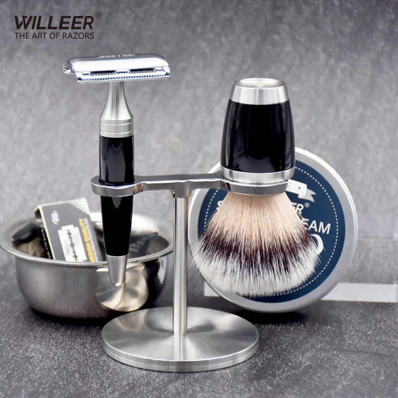 卫里尔德国进口不锈钢双面刃剃须刀手动老式刮胡须脸刀套装