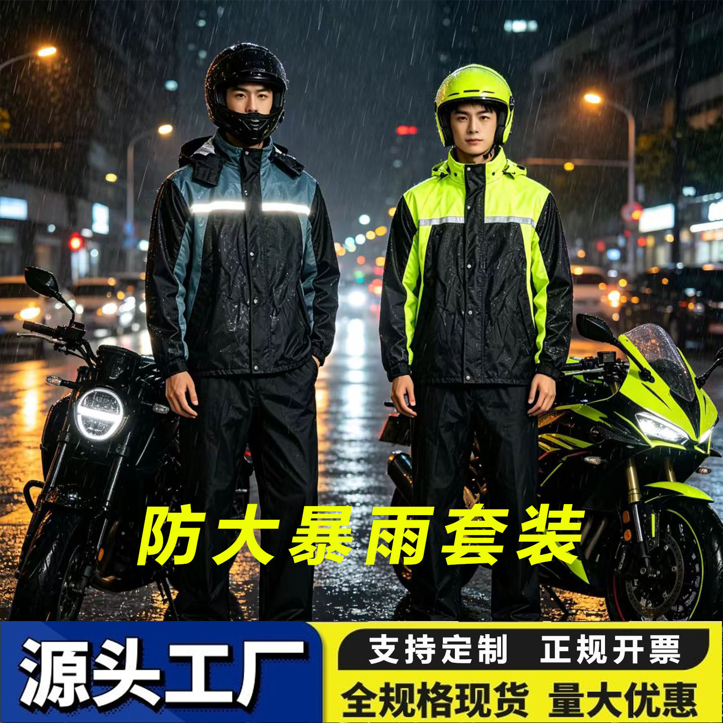 源头工厂新款骑行雨衣雨裤批发价
