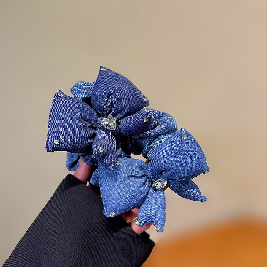 泡泡兔新款牛仔蝴蝶结发夹
