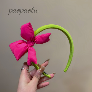 2025新款侧边蝴蝶结发箍百搭高级感气质可爱小众时髦头箍撞色发饰