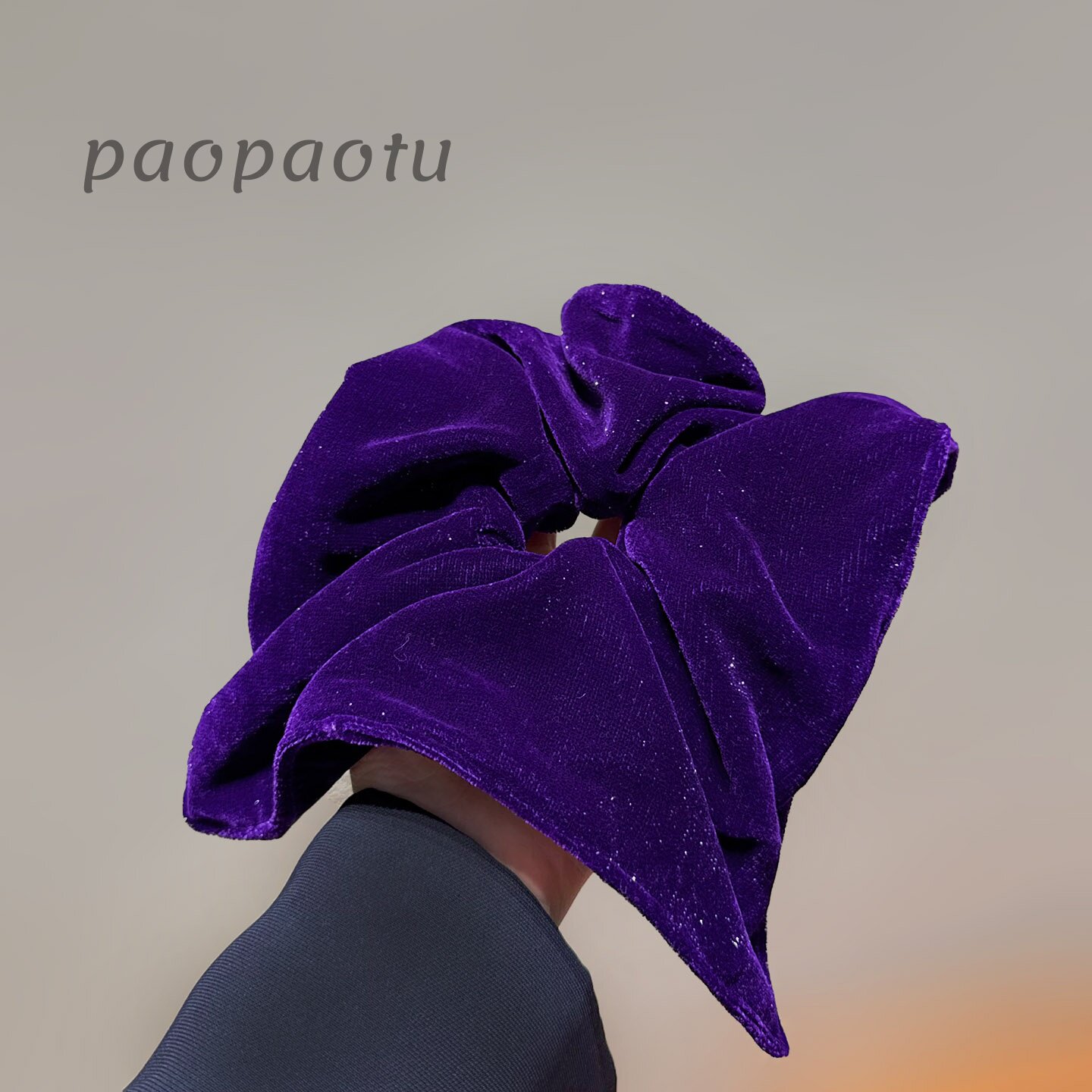 韩国东大门丝绒方巾大肠发圈女秋冬高级感丸子头绳显白增量感发饰