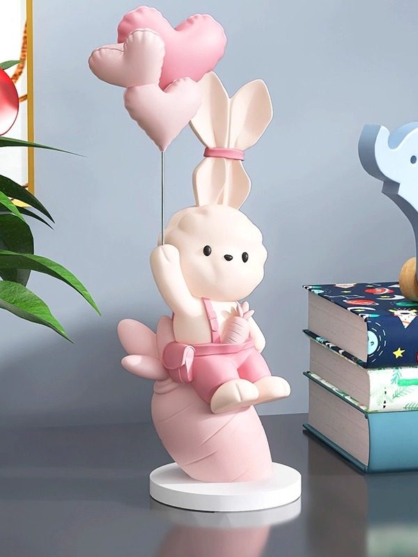 可爱兔子摆件高级感小众客厅酒柜装饰品电视柜玄关生日乔迁礼物