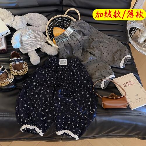 灯芯绒裤子女童花边打底