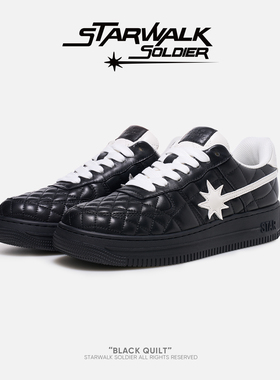 STARWALK SOLDIER BLACK QUILT黑天鹅菱格流星鞋优雅黑色潮男女鞋