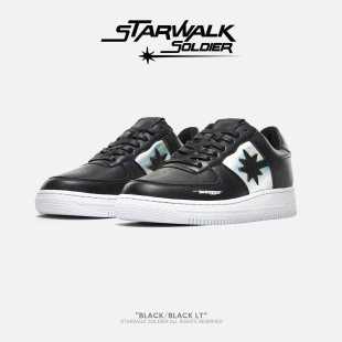 官方旗舰店正品 休闲运动板鞋 舒适 SOLDIER黑镭射流星鞋 STARWALK