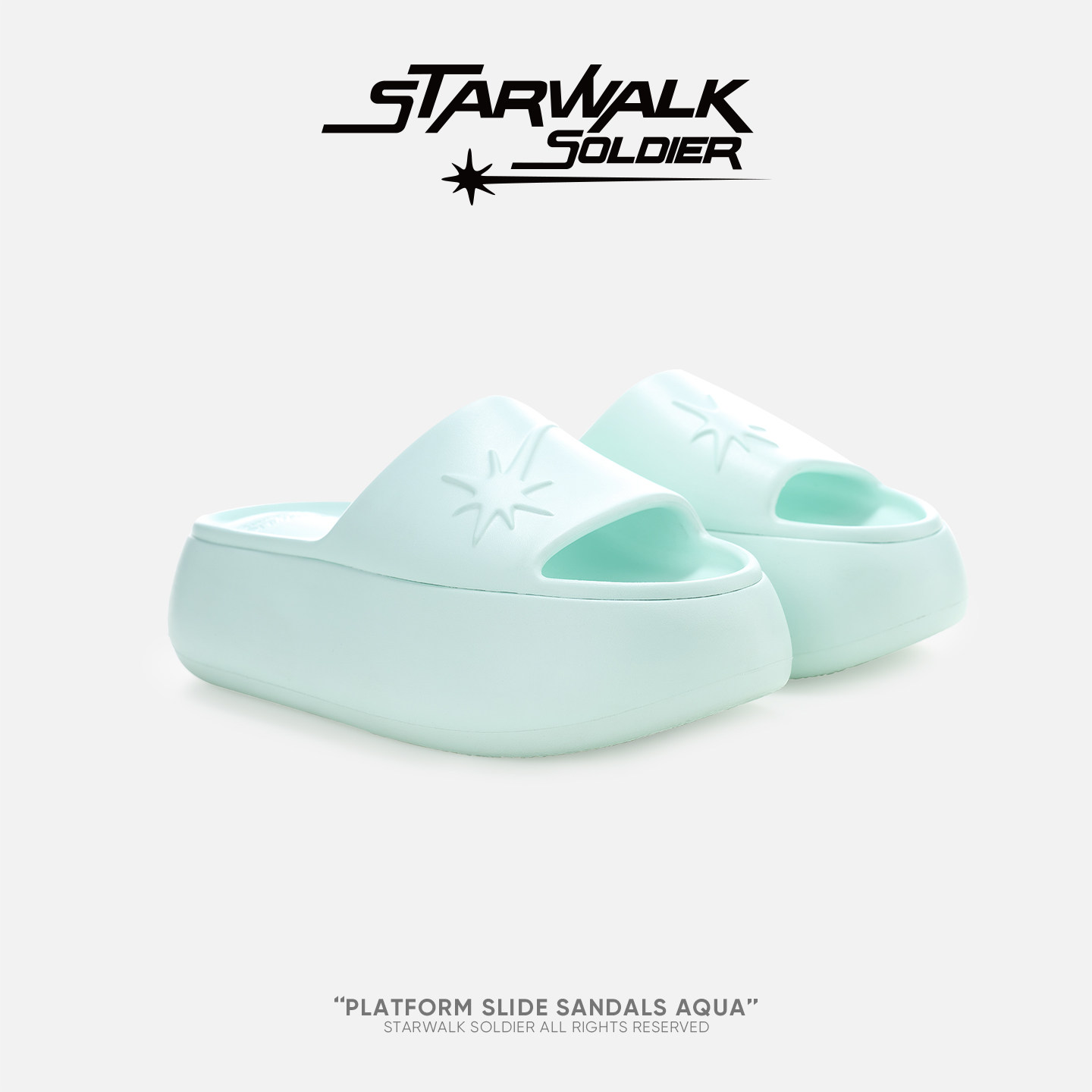 STARWALK SOLDIER薄荷蓝色流星厚底增高凉拖鞋女夏季可外穿沙滩鞋