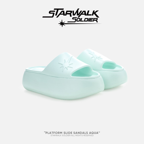 STARWALK薄荷蓝色流星厚底拖鞋