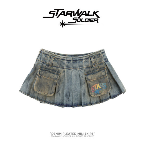 starwalk百褶牛仔半身裙