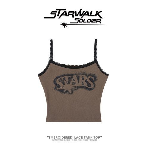 starwalk做旧镭射印花吊带