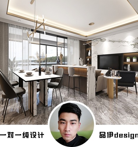 品伊现代北欧美式全案室内家装修设计师二三居房屋别墅效果图服务