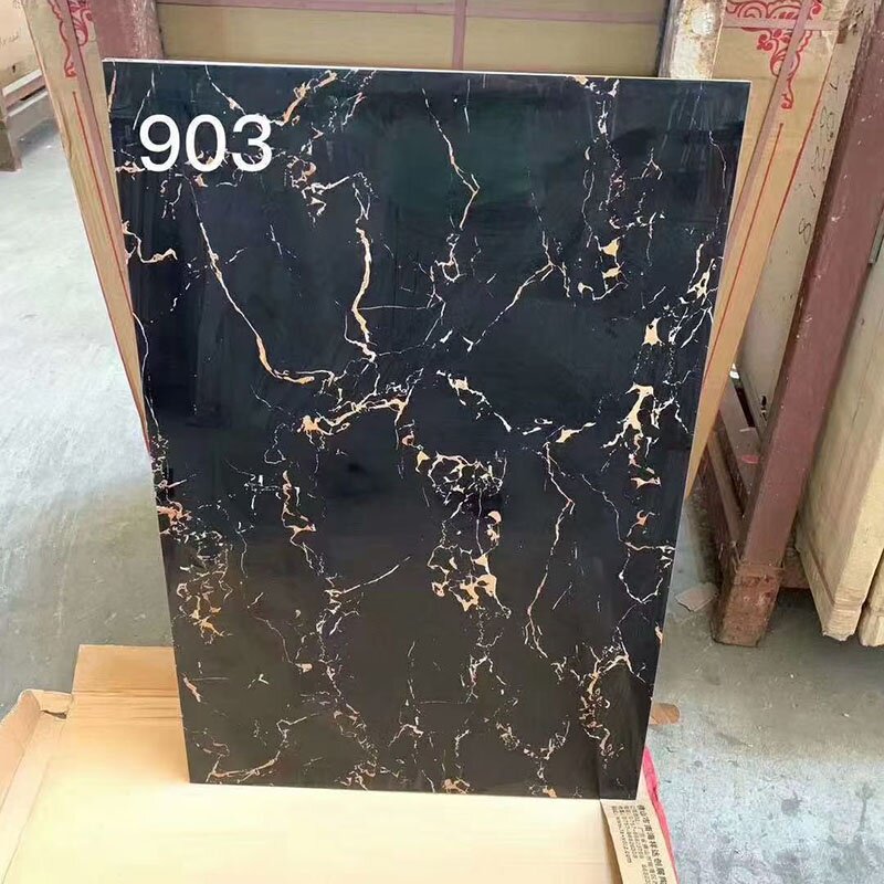 新品紫罗红黑金花600x900客厅大理石防滑全抛釉地砖黑金花走边石