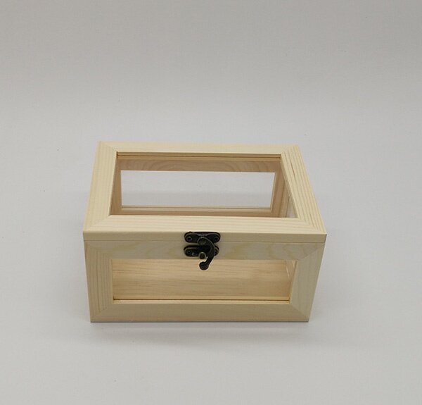 新品定制储物箱收纳箱小木盒透明木盒饰品礼品包装盒子可定做带盖