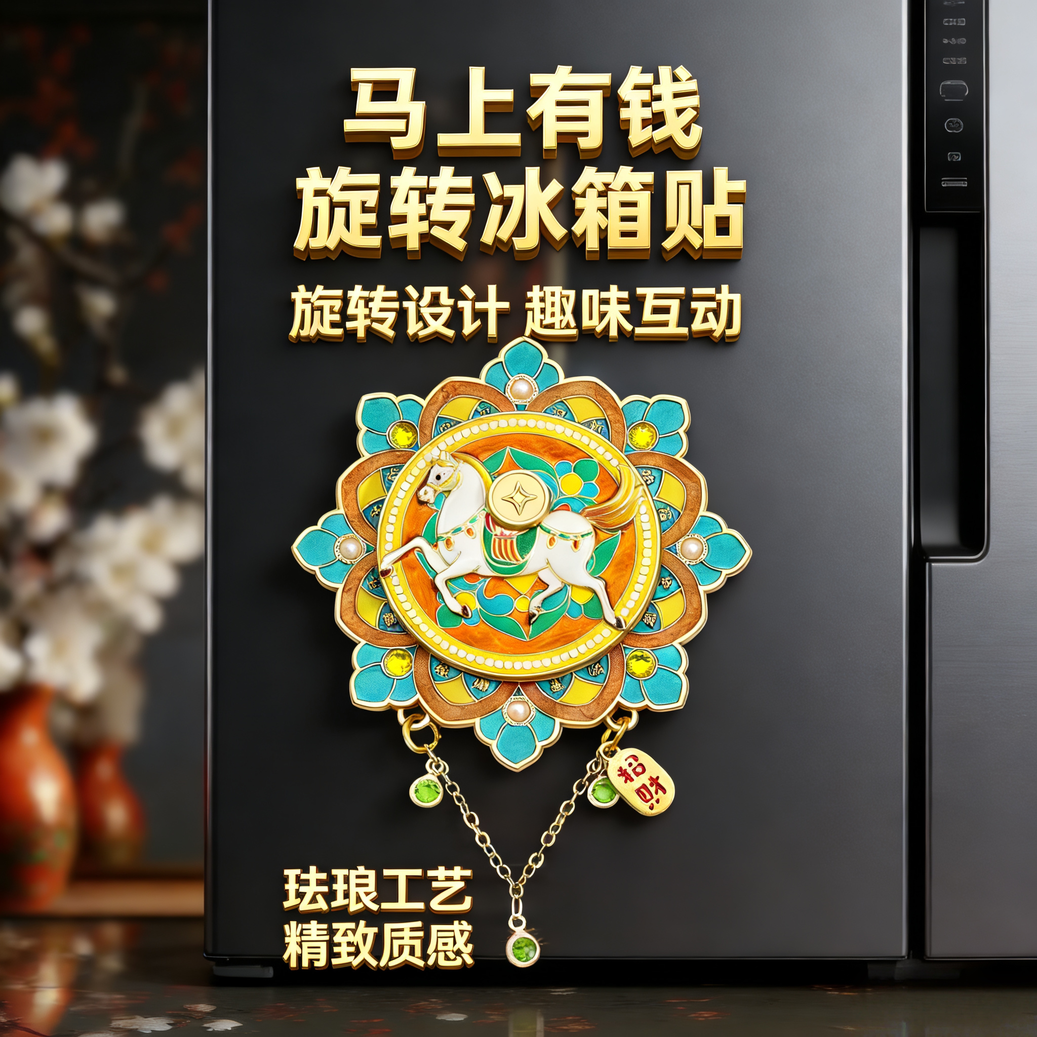 2026马年新款冰箱贴创意磁力贴3d立体可旋转磁吸贴客厅装饰小物件