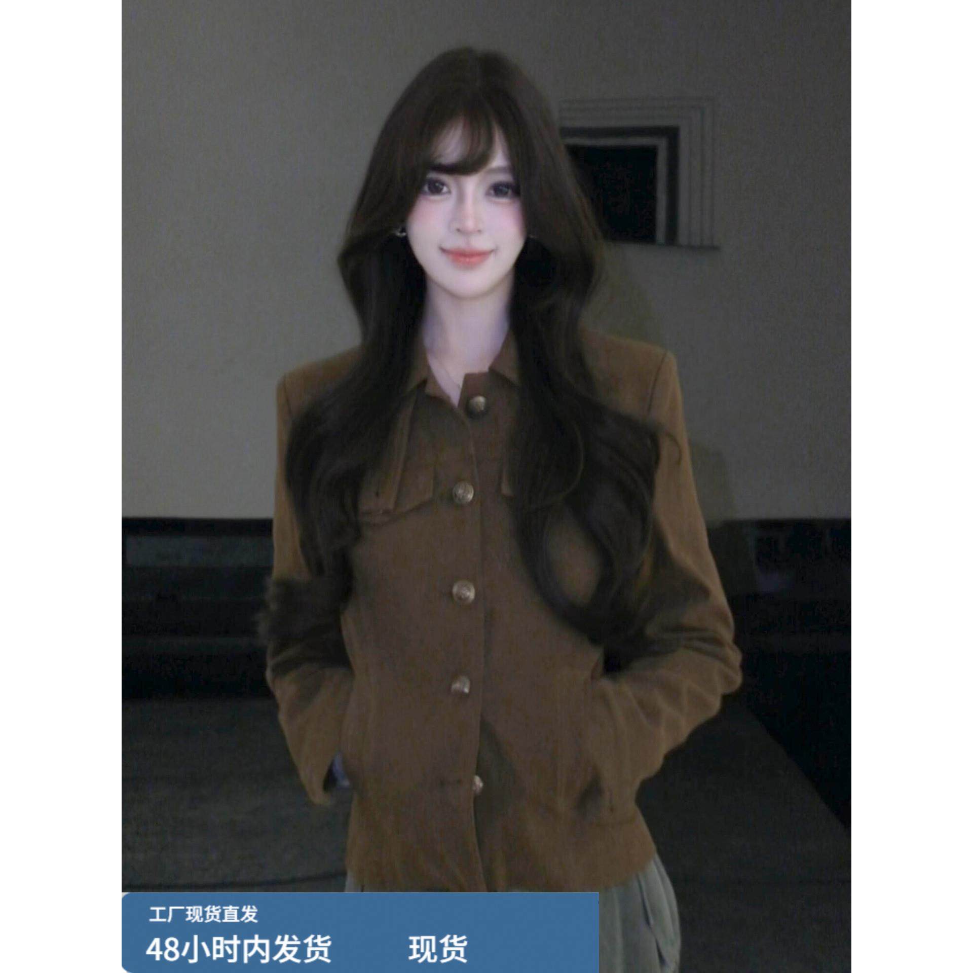 美拉德覆古棕色立领夹克外套女秋冬季2025新款设计感收腰短款上衣,运动/瑜伽/健身/球迷用品,广场舞套装,淘宝优惠券,粉丝福利购,淘宝优惠卷