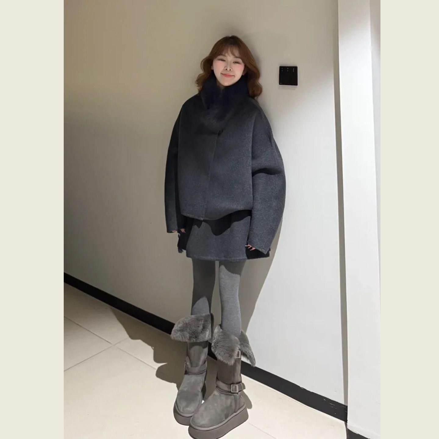 韩系赫本风灰色毛呢套装女秋冬季小个子毛呢外套高腰半身裙两件套,运动/瑜伽/健身/球迷用品,广场舞套装,淘宝优惠券,粉丝福利购,淘宝优惠卷