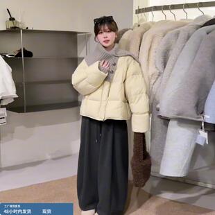 韩版洋气短款针织立领羽绒服女款2025冬季小个子超好看保暖厚外套