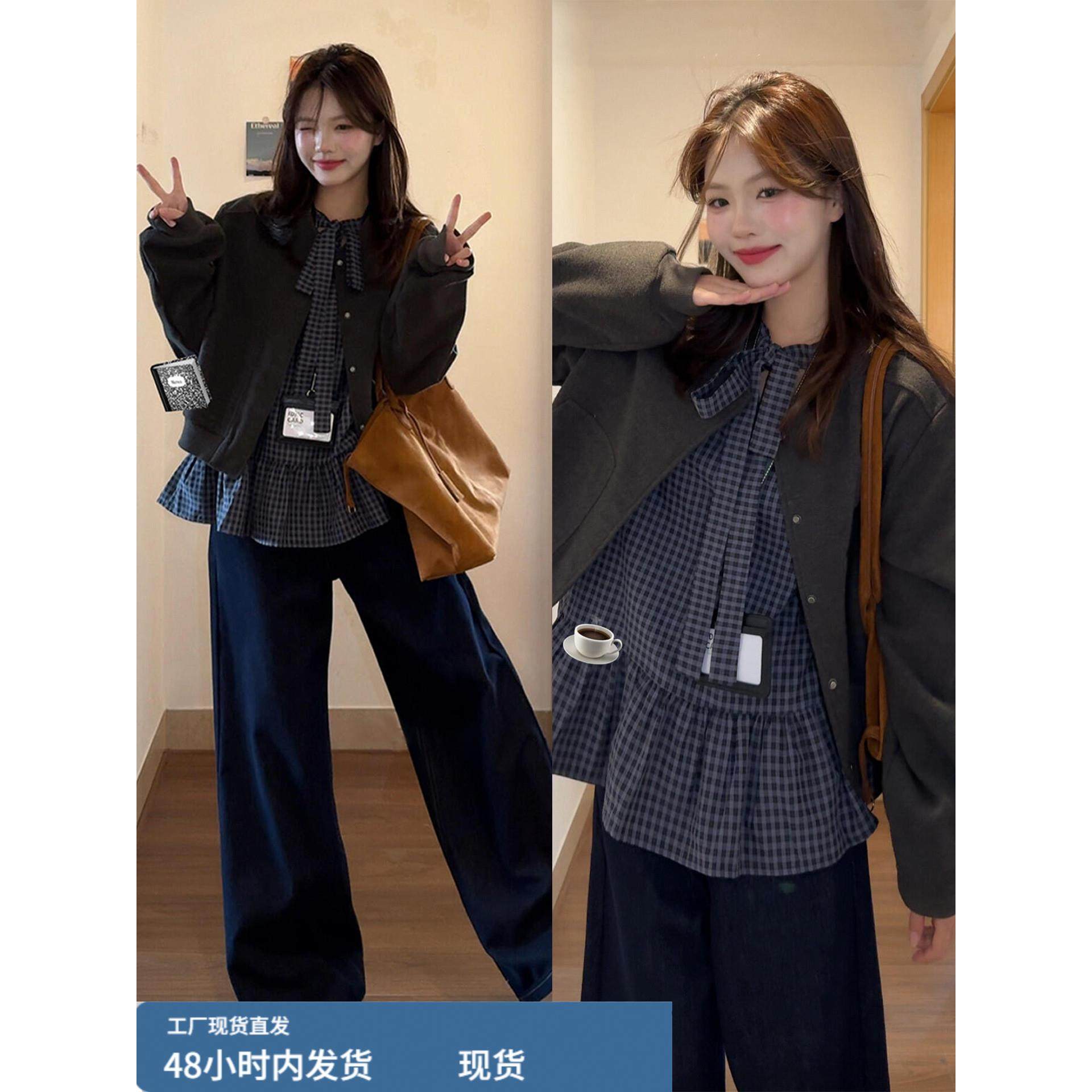 韩系氛围感灰色夹克外套女2025秋冬季新款高级感宽松休闲短款上衣,运动/瑜伽/健身/球迷用品,广场舞套装,淘宝优惠券,粉丝福利购,淘宝优惠卷