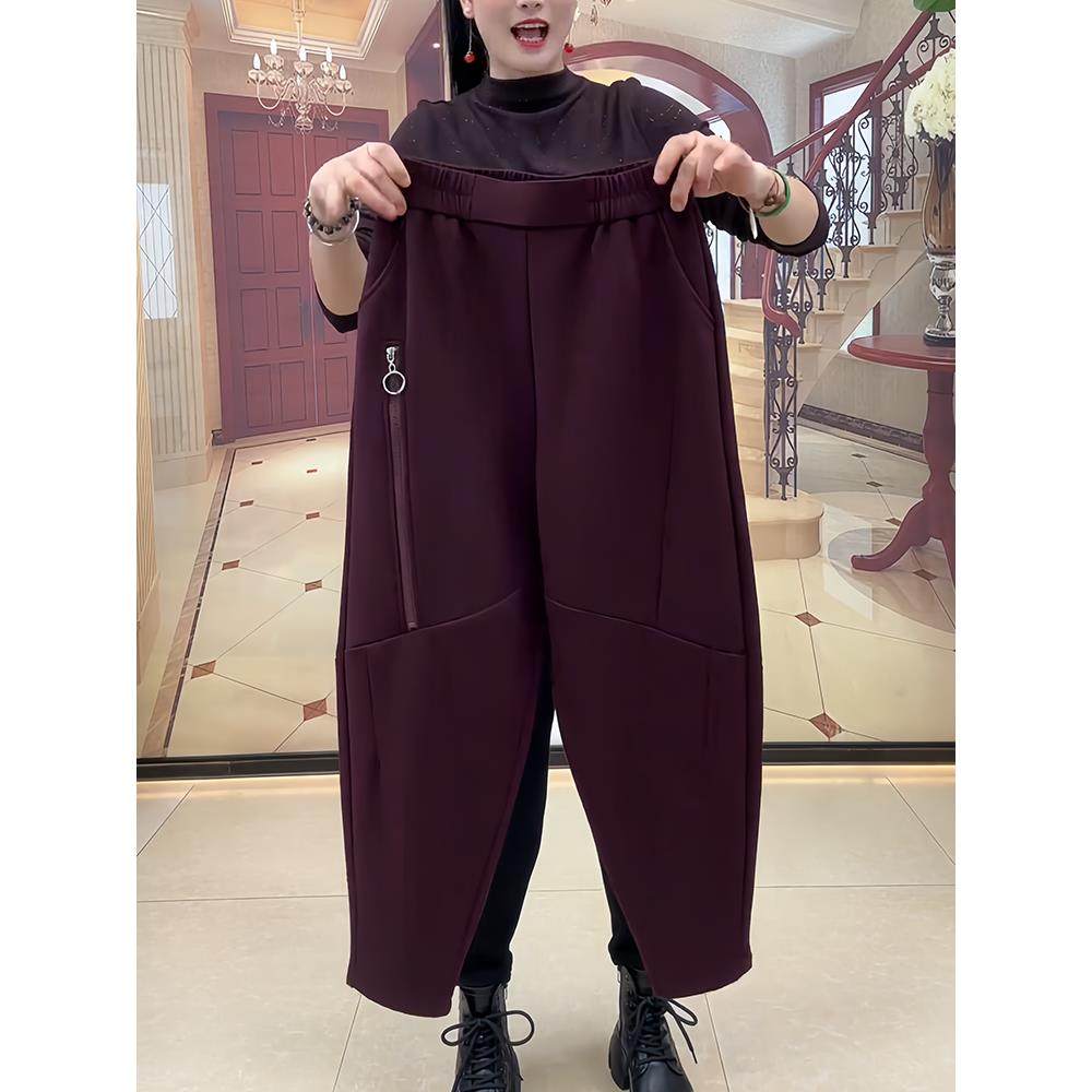 纯色松紧腰加厚加绒口袋拉炼设计长裤2024秋冬百搭裤子哈伦裤大码,模玩/动漫/周边/娃圈三坑/桌游,Cosplay女装/cos女装,淘宝优惠券,粉丝福利购,淘宝优惠卷