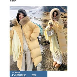 羽绒棉服女2025年女款中长款新中式盘扣时尚冬季白鸭绒长款厚外套