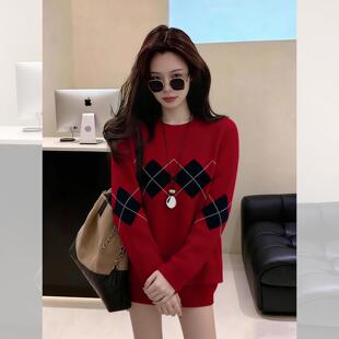 巨好看红色毛衣女款2026新款冬季跨年过年穿搭新年本命年马年衣服