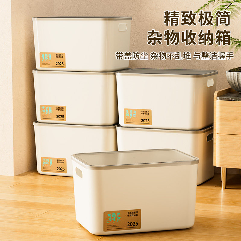 收纳盒家用玩具零食化妆品储物盒长方形塑料桌面杂物带盖整理盒子