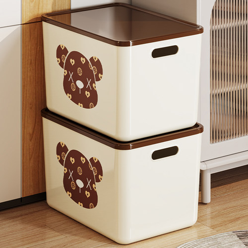 桌面收纳盒子长方形带盖厨房衣服杂物化妆品塑料整理箱储物置物筐