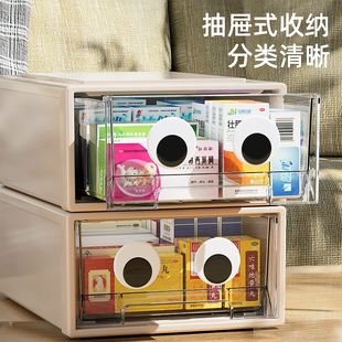 药箱收纳盒家用大容量抽屉式收纳药物药品置物架家庭装透明医药箱