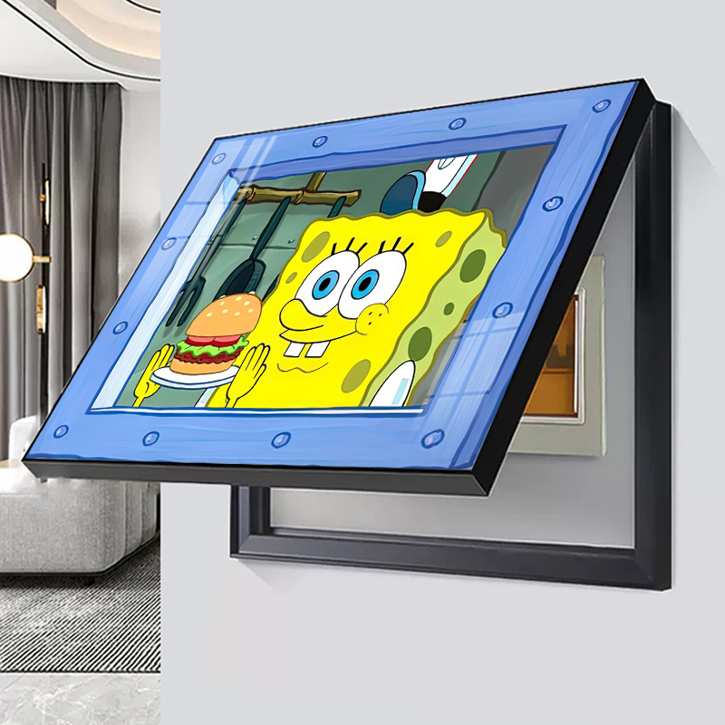 海绵宝宝电表箱装饰画简约客厅配电箱遮挡挂画免打孔卡通电闸壁画