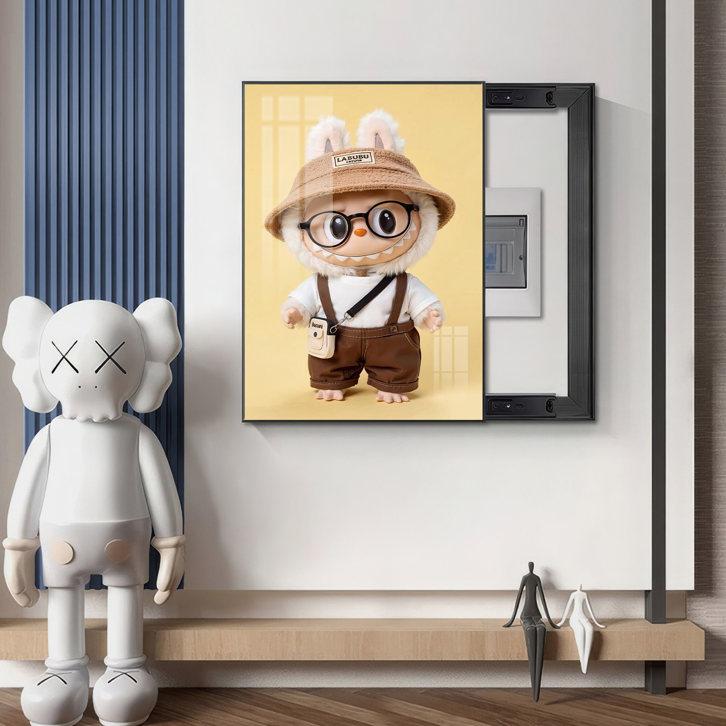 泡泡马特挂画拉布布潮玩电表箱装饰画背景墙壁画可爱免打孔挂画