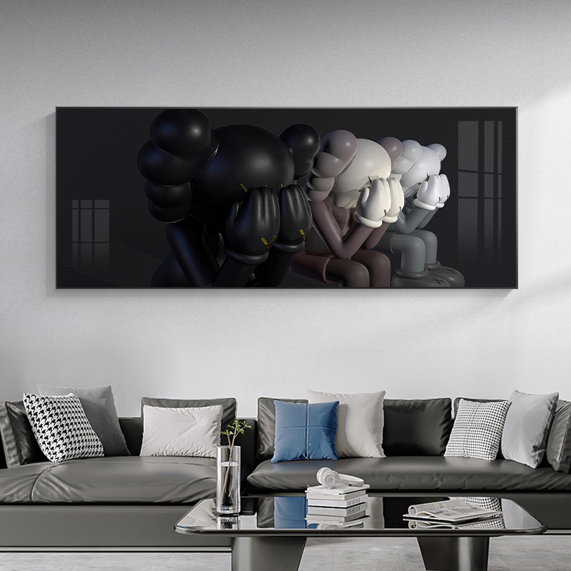 网红潮流客厅装饰画暴力熊卡通挂画轻奢简约房间高级感晶瓷画壁画