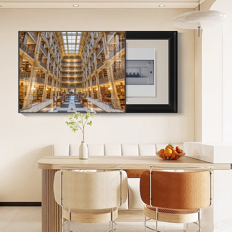 电表箱装饰画多媒体箱几何建筑高级展览壁画遮挡配电箱免打孔挂画图片
