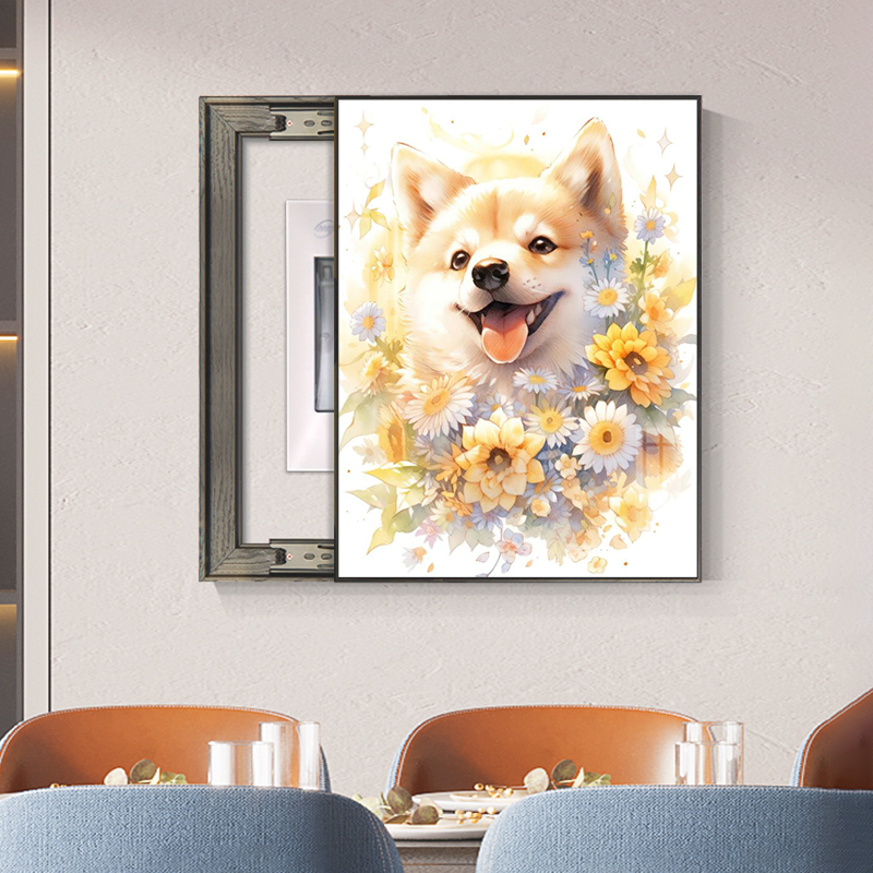 电表箱装饰画竖版免打孔卡通动物儿童卧室遮挡电闸箱挂画客厅壁画图片