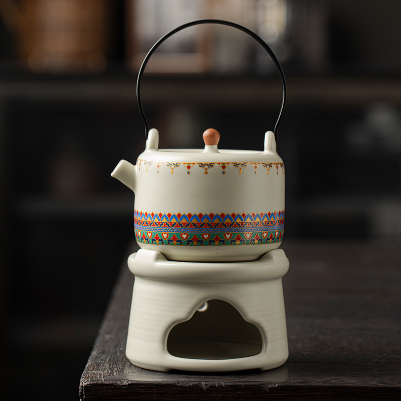 米黄汝窑提梁壶家用泡茶壶