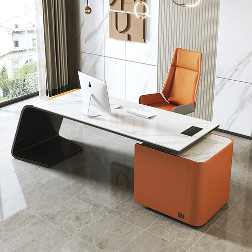 现代简约轻奢岩板书桌电脑桌家用书房学习写字台办公桌椅子批发