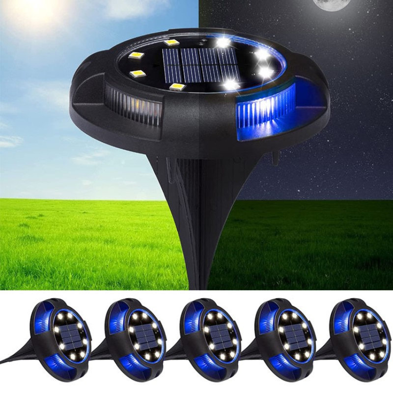 新款户外太阳能8LED地埋灯侧面发光地插草坪灯甲板灯花园庭院灯