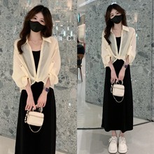今年流行的春夏套装女防晒衬衫吊带连衣裙时尚减龄显瘦遮肉两件套