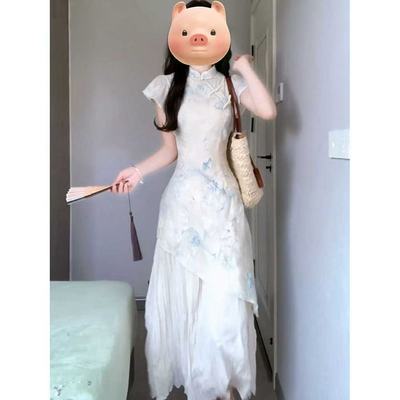 新中式国风印花旗袍两件