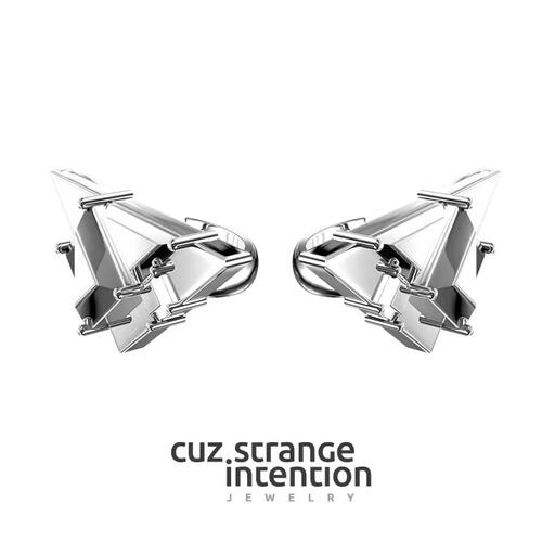 Cuz Strange Intention/尼罗几何耳夹/简约冷淡风原创礼物小众