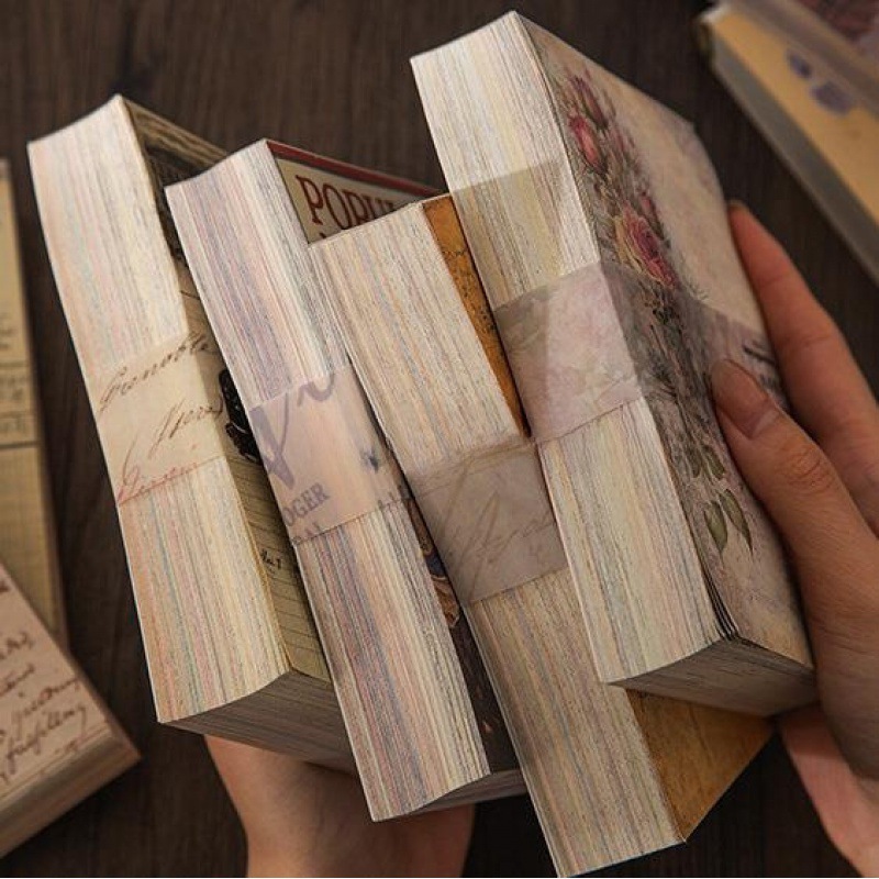 手帐素材纸文艺美式复古花卉票据手账装饰打底背景纸