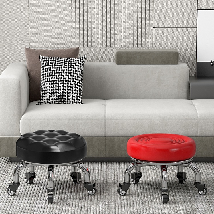 万向轮小凳子家用滑轮矮凳椅子儿童学步矮凳美甲美缝凳小板凳圆凳