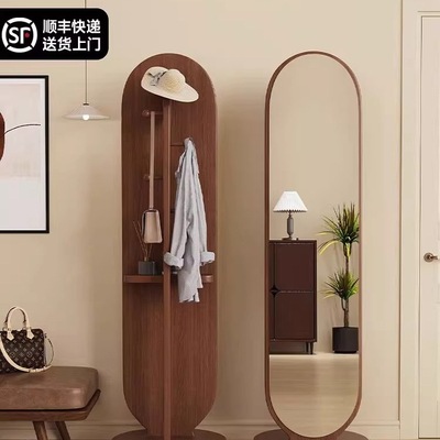 旋转立式可移动穿衣镜全身落地镜家用卧室挂衣帽架镜子一体试衣镜