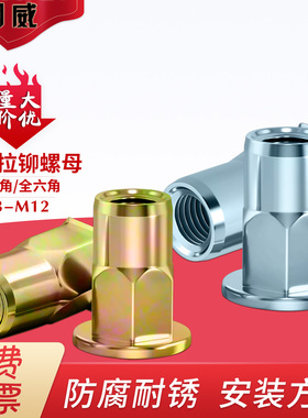 镀锌/304不锈钢小沉头半六角拉铆内外六角小头铆螺母M3M4M5681012