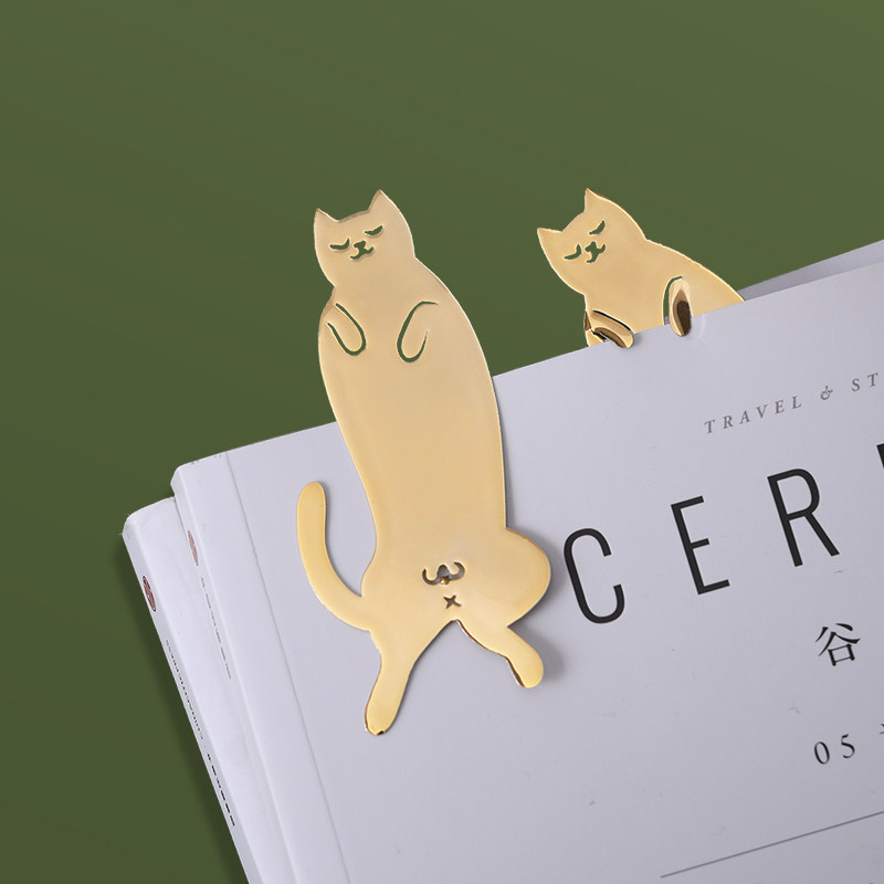 [空之喵喵]猫咪精美金属书签卡通可爱画册书夹学生文具创意标记贴