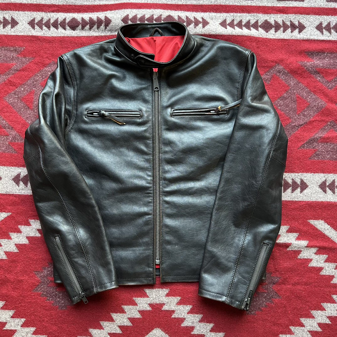 飞行古堡定制J100 Jacket复古机车皮衣 牛皮马皮做旧复古手工皮衣